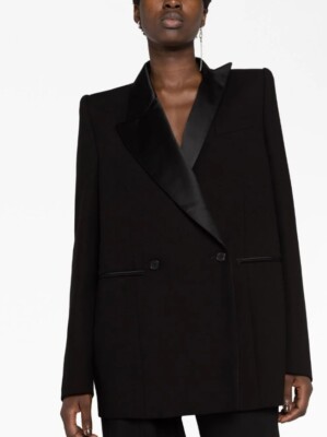 Khaite Women's Black The Malek Asymmetric Tuxedo Blazer Jacket Size 4 $2800+