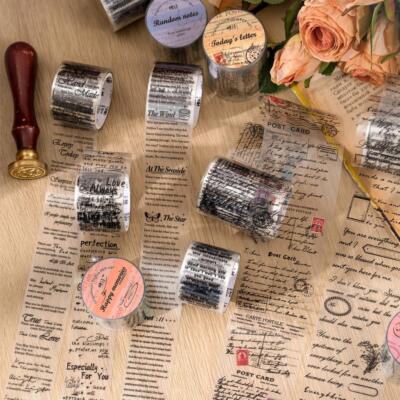Vintage Sentiments Postmark PET Adhesive Tape Junk Journals Card Decor Stickers
