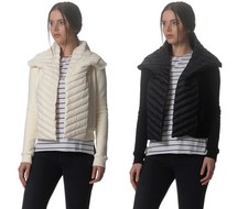 Kit & Ace Black Ecru Ladies Cashmere Ella Wrap Down Hybrid Jacket 10 12 14 $370