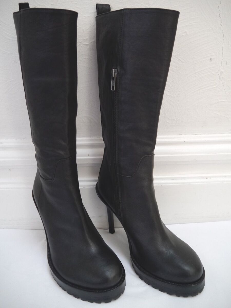 ANN DEMEULEMEESTER black leather heeled boots size 36 WORN ANN DEMEULEMEESTER black leather heeled boots size 36 WORN