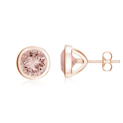 Round Cut Natural Gemstone Stud Earring For Women with Screw Back, Bezel set - Picture 103 of 145
