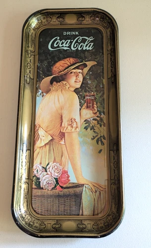 Coca-Cola Rectangular Metal Serving Tray Vintage Elaine 1916 Reproduction 1972