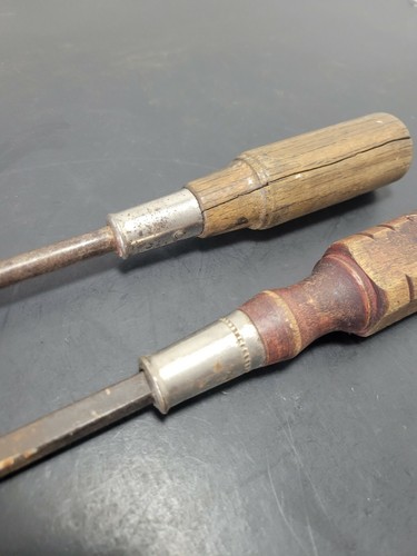 Lot of 2 Wood Handle Screwdrivers 12" Slotted Flathead 6-1/4" Screwdriver - Picture 4 of 12