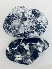 Painted Rocks - BOGO Set of 2  Custom Hand Painted Black/White One of A Kind