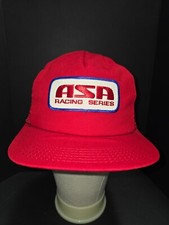 Vintage ASA Racing Series Red Mesh Snapback Trucker Hat ~ Made in USA