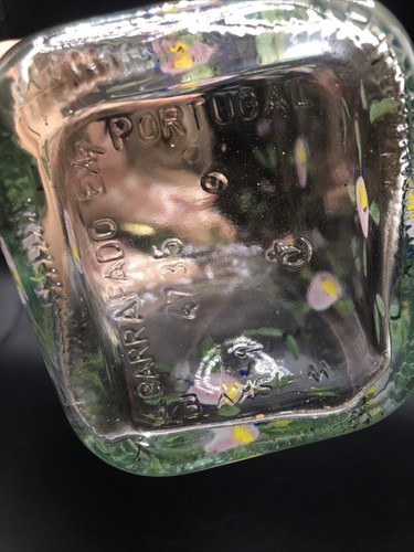 VINTAGE PORTUGAL DECANTER BOTTLE HAND PAINTED WHISKY ENGARRAFADO FLORAL TOPPER - Picture 6 of 12