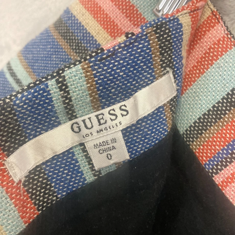 Minifalda tejida Guess Silas para mujer talla 0 a rayas boho multicolor flecos con cinturón Foto 4 de 4