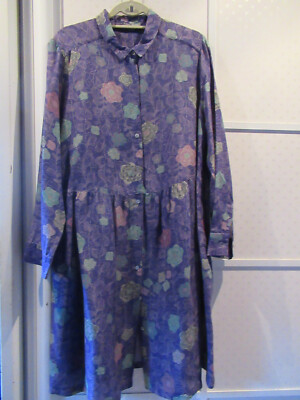 Gudrun Sjödén L - Kleid ''Ametist'', blau-Lila-Nuance, Leinen/Modal