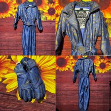 Ski Suit Vintage Nils Women’s Size 10 Skiwear Blue/gold Design Ski Snow Suit