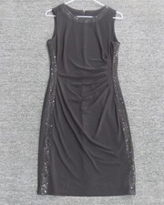 Chaps Black Sleeveless Sheath Dress Womens Small Back Zip Stretch