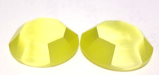 20 Vintage Czech Yellow Glass Cat Eye Faceted Cabochons 11mm Round Flat Back