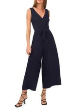 Vince Camuto Womens Classic Navy Island Oasis Tie Front Wide Leg Jumpsuit Size L