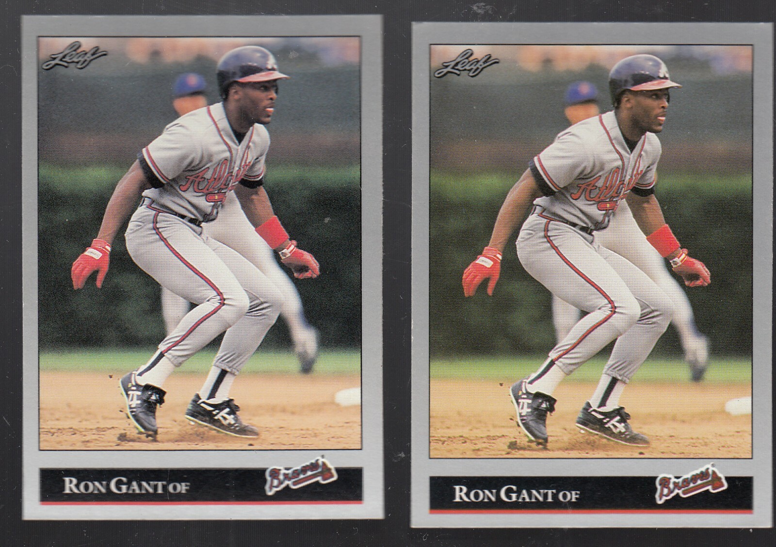 LOT of (2) 1992 LEAF BASEBALL CARD #15 RON GANT ATLANTA BRAVES - NM/MT