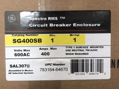 HOUSTON STOCK NEW GE SG400S B BREAKER ENCLOSURE SG 400 AMP 600V NEMA 1