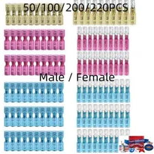 50/220PCS Heat Shrink Male Female Spade Wire Connectors Terminals Waterproof USA