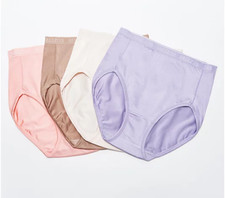 Breezies Set of 4 Nylon Microfiber Hi-Cut Panty-Lilac-Small-A287800-NEW