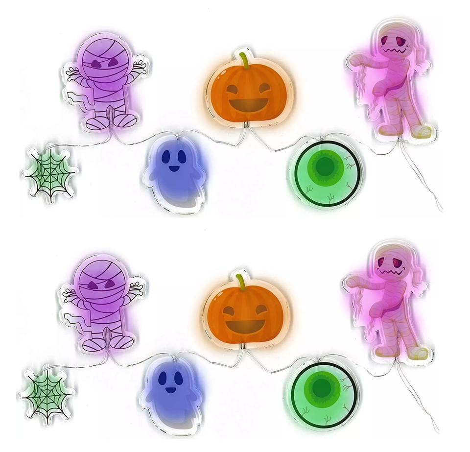 2 Sets Six Halloween String Lights Party LED Light Up Window Stickers ...