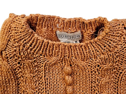 Vintage HORCHOW Women’s Size M Peach Short Sleeve 100% Cotton Sweater - Picture 4 of 5