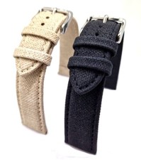 Uhrband Canvs Uhrenarmband Vegan beige schwarz grau 18, 20, 22mm von Fluco / 52