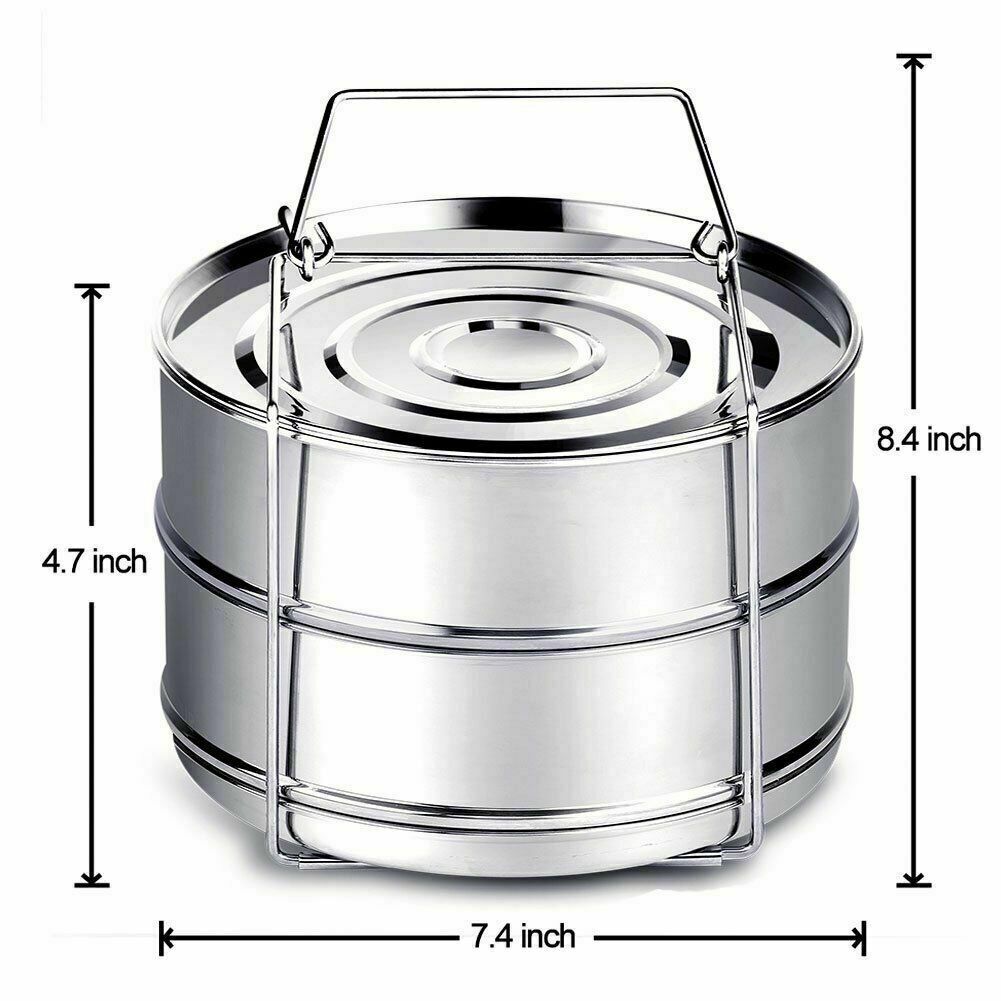 Stackable Stainless Steel Steamer Cooker Insert Pans for Instant Pot 5/6/8 Qt  - Picture 4 of 4