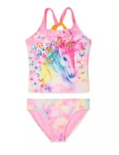 Wonder Nation Girls Tye Dye Tankini Swimsuit XL 14-16 New Unicorn Butterfly 3D