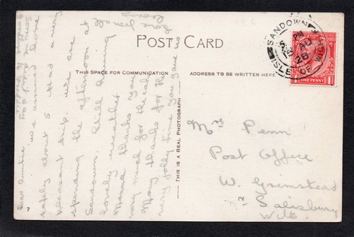 Postcard Newport Isle of Wight war memorial St Thomas Church posted 1928 RP - Picture 2 of 2