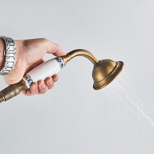 Rubinetto miscalatore doccia vasca da bagno con doccetta ottone a parete moderno - Foto 42 di 101