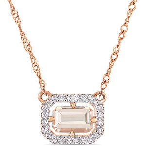 Amour 14k Rose Gold Morganite and 1/10CT TDW Diamond Halo Necklace - Click1Get2 Deals&set=par&price_min=200&sale=mega Discount&set=par&discount=60 Or More&sale=mega Discount