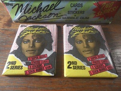 M-30 1984 Topps Michael Jackson music wax pack lot X2 packs 3/cards/stickers/PK
