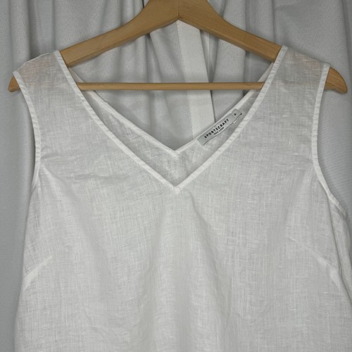 Sportscraft White Linen Tank Top Size 10 V Neck Back Sleeveless Casual Womens - Picture 6 of 16