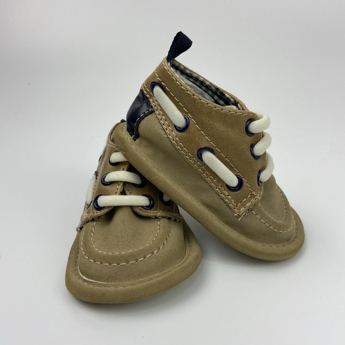 Baby Gap Infant Crib Shoes Sz 0 3 Months Faux Suede Tan Brown Slip On Dock Boat