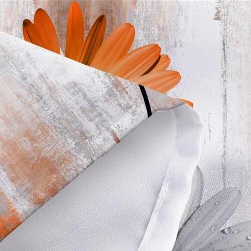 Rustic Farmhouse Shower Curtain, Farm Daisy Floral Fall 70.00" x 70.00" Orange - 第 5/7 張圖片