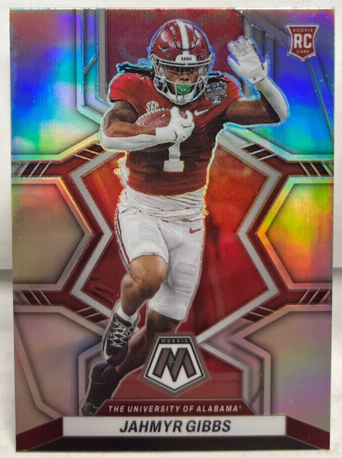 Jahmyr Gibbs 2023 Panini Mosaic Draft Picks SILVER Prizm RC #8 - LIONS / ALABAMA