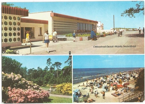 Ostseebad GraalMüritz, BroilerGaststätte, Strandkorb, alte FotoAk