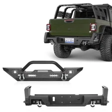 Mid-Width Front Rear Bumper w/ Black White USA Flag Fit Jeep Gladiator JT 20-25