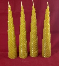 4 X 100% PURE beeswax pillar candles Eco-friendly ( 20cm/3.5cm spiral candles)