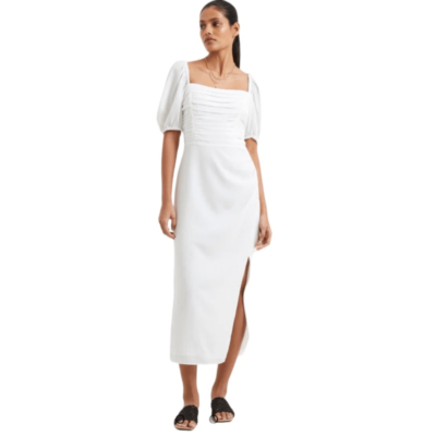 knee length dresses for ladies French Connection Embroidered Lace Strappy Dress in White main image 1