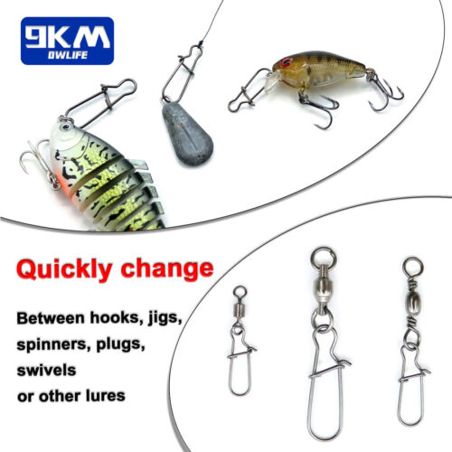 50/100/200PC Duo-Lock Fishing Snap Stainless Steel Lua Lure Line Connector - Picture 4 of 17