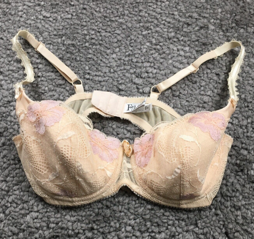 Felina Lingerie Womens Bra Sz 34D Pastel Floral Lace Trim Adjustable Strap NWOT
