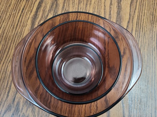 Vintage Pyrex Glass Bowls Amber Lot of 3--1 1/2Qt-4C &1 Cup WOW! Baking Time! - Picture 5 of 16