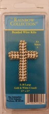 Gold White Cross Beaded Wire Christmas Ornament Craft Kit Mac Enterprises VTG