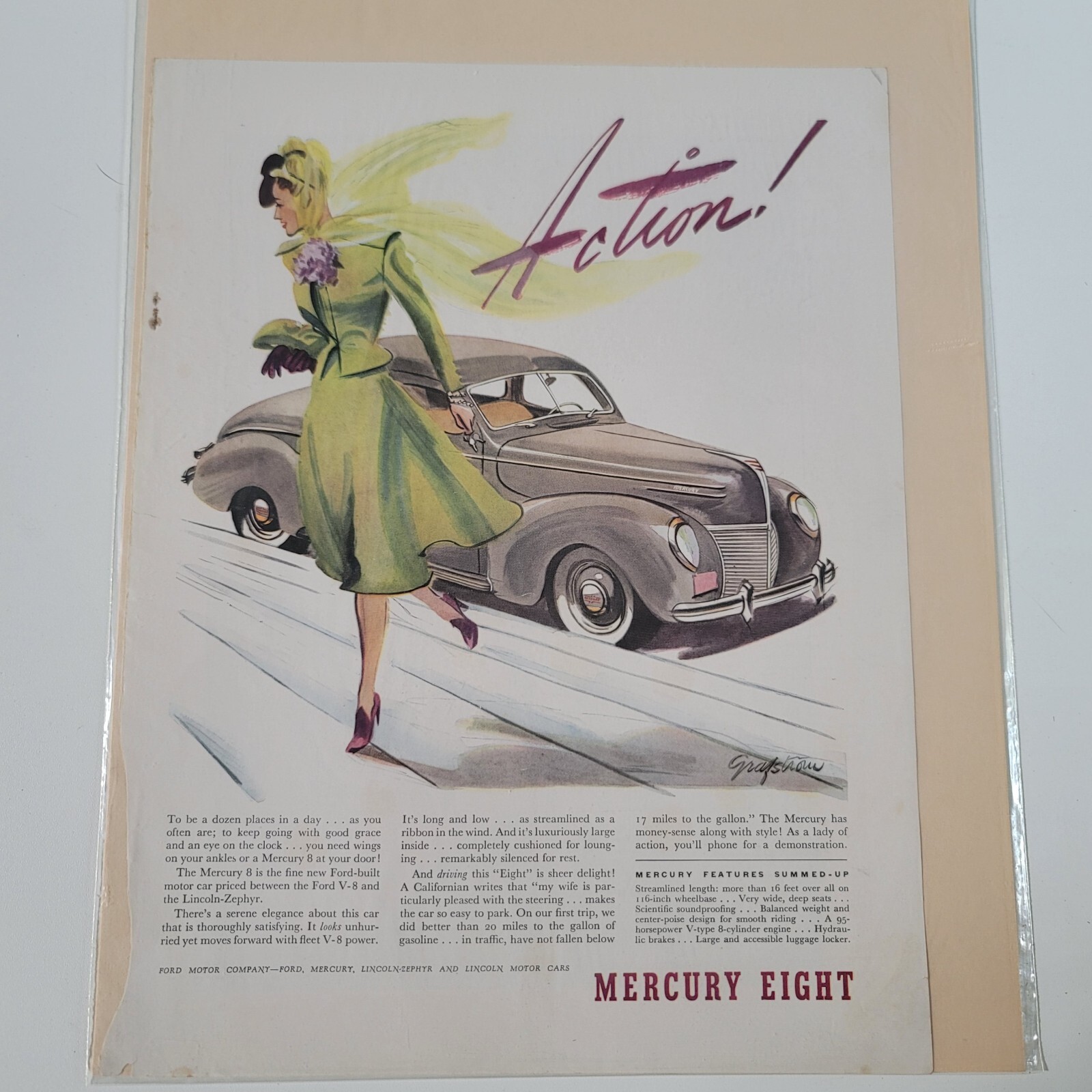 1939 Mercury Eight Coupe Vintage Print Ad