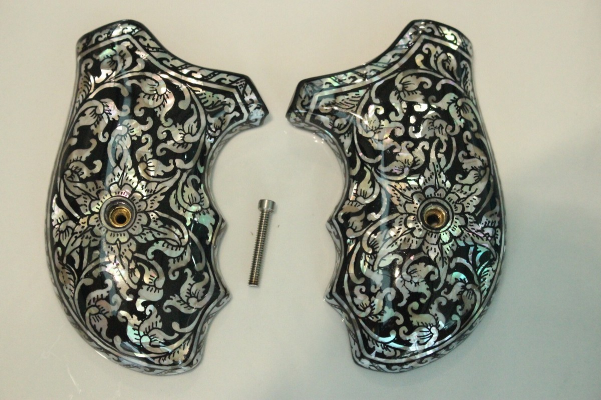 Black Mother Of Pearl Polymer Grips For Smith & Wesson J Frame Revolvers - Stunning Luster & Premium Fit
