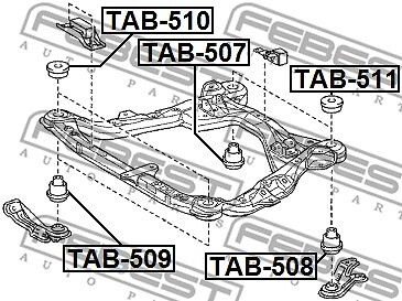 2x Mounting, axle beam for LEXUS TOYOTA TOYOTA (GAC) FEBEST TAB-510 - Picture 3 of 4