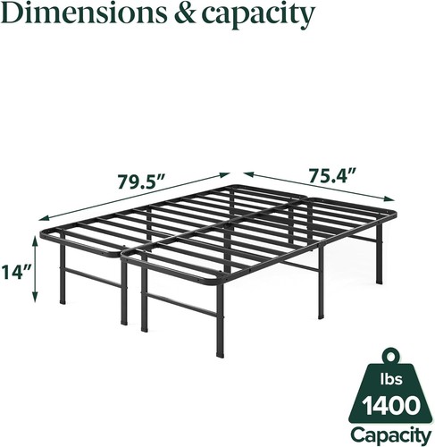 Sturdy Metal Bed Frame, No Box Spring Needed, Eco Friendly Packaging, King - Picture 2 of 11