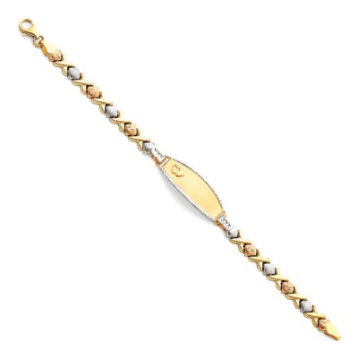 Gold 14K Tri Color Gold Light Stampato ID Bracelet - 6''