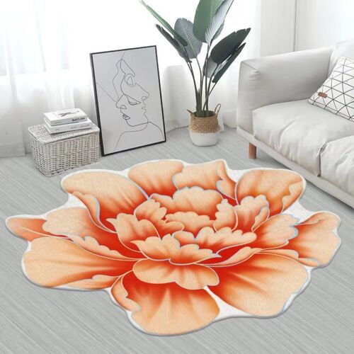 Flower Shape Carpet Soft Round Kitchen Floor Mat Peony Rug Anti-skid Floor Mats - Picture 1 of 51
