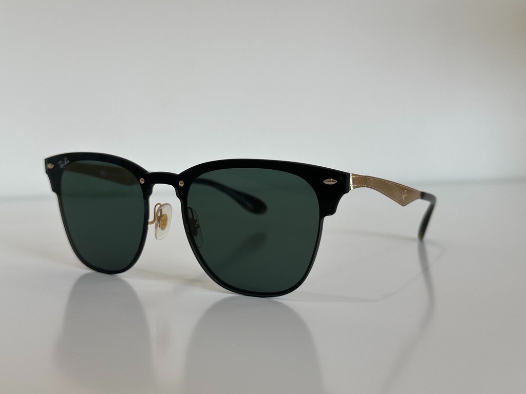 Ray Ban RB 3576-N 043/71 Large Square Black Green Gold Sunglasses