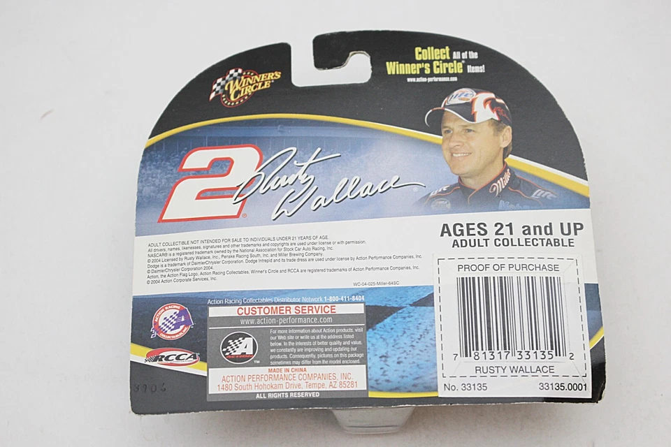 Winners Circle Rusty Wallace NASCAR 2004 Die Cast Sin usar, en caja como nuevo 1/64 Stock Car #2 Foto 3 de 3
