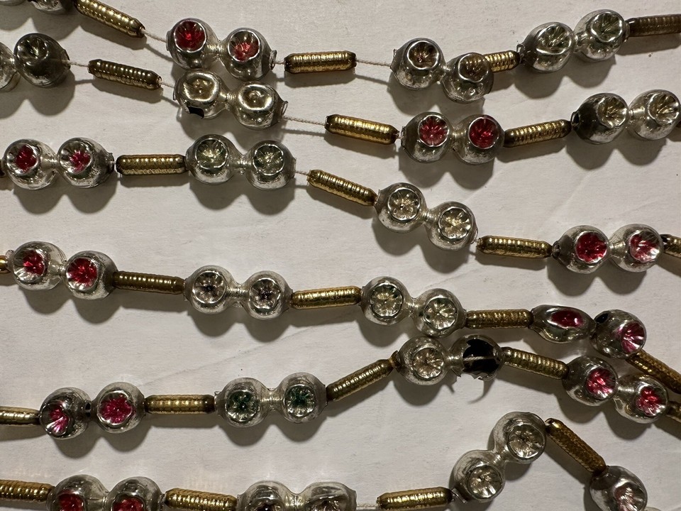 Antique Mercury Glass Bead Christmas Feather Tree Ornament 9 Feet